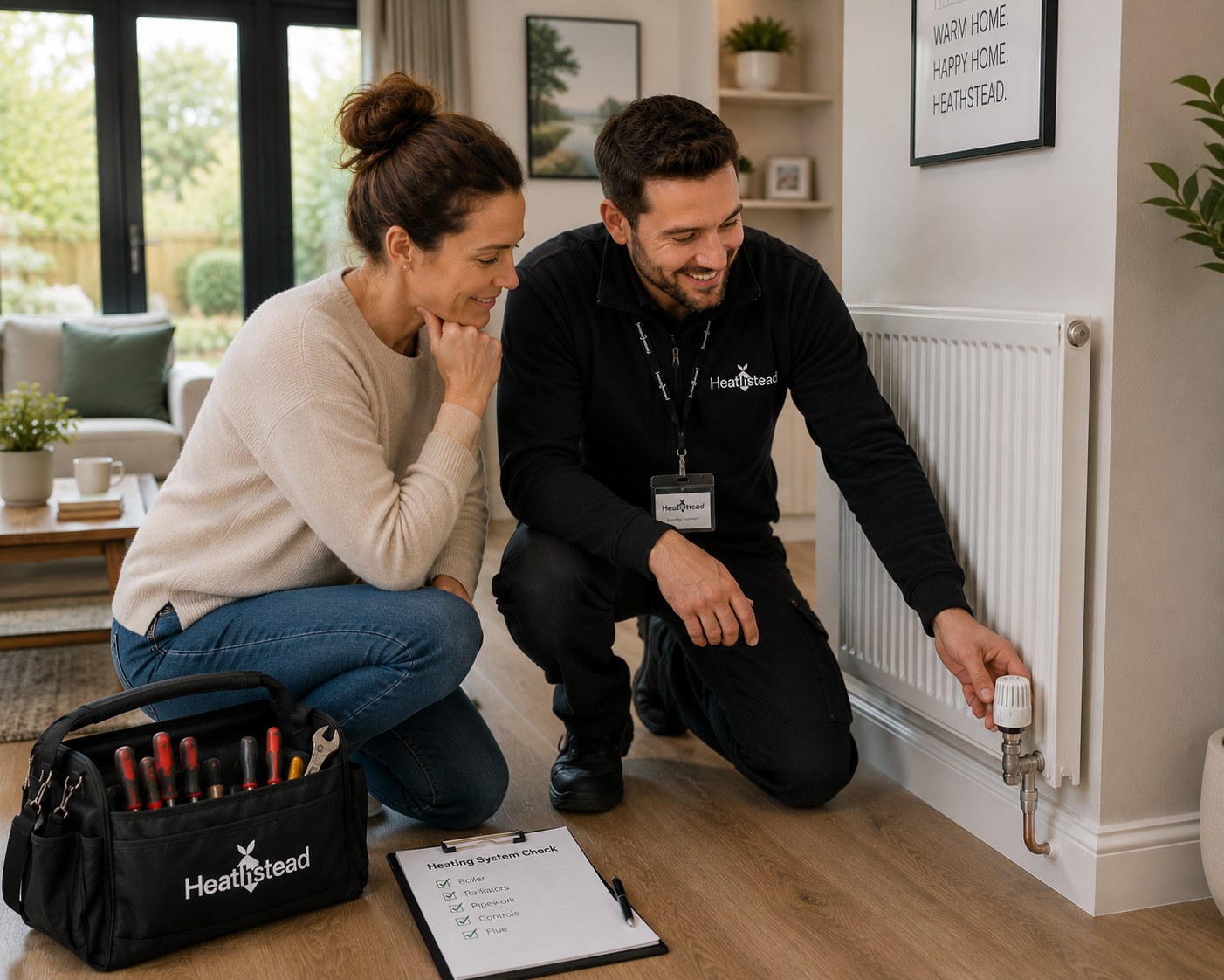 Heathstead engineer helping a family